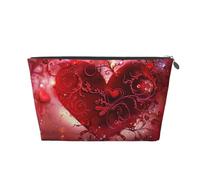 Romantic Valentine's Day Heart Printed Travel Cosmetic Bags with Silver Zipper Makeup Organizer Cosmetic Case Toiletry Bag for Women Mom Girls