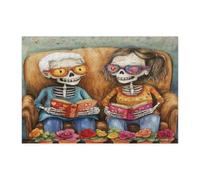 Romantic Valentine's Day Jigsaw Puzzles for Adults 300 Piece, Fun Old Skeleton Skull Couple Wooden Printed Puzzles, Lover Pattern Decor for Home Entertainment
