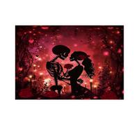 Romantic Valentine's Day Jigsaw Puzzles for Adults 300 Piece, Skeleton Skull Couple Love Wedding Wooden Printed Puzzles, Lover Pattern Decorations for Entertainment Party