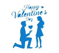 Romantic Valentines Day Proposal Silhouette of Couple Vinyl Wall Decals 65.6x81.1cm Do not Damage The Wall Surface Blue