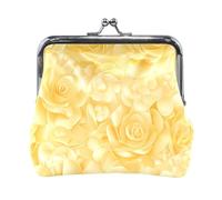 Romantic Valentine's Day Yellow Roses PU Leather Change Purse Cute Mini Change Wallet Coin Pocket for Women