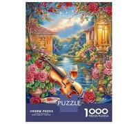 Romantic Violin Garden 1000 Pieces Jigsaw Puzzle Premium Jigsaw Puzzle Thick Cardboard Impossible Hard Challenging Relaxation Creativity Gift Giving for Adults 38x26cm/1000pcs