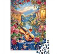 Romantic Violin Garden Jigsaw Puzzles for Adults Interesting Puzzles 1000 Piece Educational Games for Adults Gifts 52x38cm/1000pcs