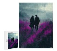 Romantic Walk Through Lavender Purple Fields in Charcoal Style - Wooden Art Puzzle, 500 PCS, Festive Gift for Adults; for Shared Table Time