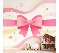 Romantic Wallpaper Panoramic Deco Wallpaper Mural FWave Bow Stripe | Wallpaper Premium Non-Woven Wallpaper 450 x 315 cm Printed Wallpaper for Room Wall Deco
