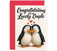 Romantic Wedding Card for Couple, 'Congratulations Lovely Couple' Gift, Adorable Penguin Animation, for Brother Son Nephew Dad, Blank Inside with Envelope