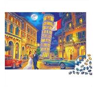 Romantic Wedding Night 1000 Pieces Jigsaw Puzzle for Adults, Recycled Cardboard, Non-Reflective Paper, Pisa Tower Night, Fun Family Activity, Improves Memory & Focus for Puzzle Lovers 52x38cm/1000pcs