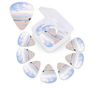 Romantic White Sand Landscape Guitar Picks 12 Pack Plectrums with Organizer Box, 3 Different Thickness Includes Thin Medium Heavy Picks