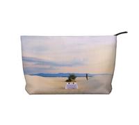 Romantic White Sand Landscape Printed Make up Bag for Women Corduroy Makeup Bags Zipper Travel Cosmetic Bags Pouch Organizer