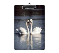 Romantic White Swan Clipboard Colorful Sturdy Acrylic Clipboard Decorative Clip Board with Metal Clip Cute Plastic Clipboards A4 for Nurses Office（Standard Size 8.5" X 12.5"）