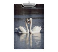 Romantic White Swan Clipboard Colorful Sturdy Acrylic Clipboard Decorative Clip Board with Metal Clip Cute Plastic Clipboards A4 for Nurses Office（Standard Size 8.5" X 12.5"）