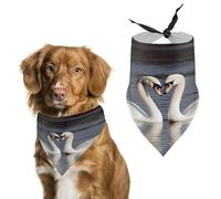 Romantic White Swan Easter Dog Bandanas for Small Medium Large Dogs,Cat Dogs,Pet Scarf - Polyester Cute Bibs.Triangle Pet Scarf for Puppy Pet,Personalized Birthday/Party Fun Idea Gift