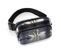 Romantic White Swan Printed Fanny Pack Fanny Packs for Women Men,Crossbody Bag Large Chest Bag with Adjustable Strap for Outdoors Workout Traveling Casual Running, Romantic White Swan, 20x13cm