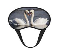 Romantic White Swan Sleep Mask for Side Sleeper Eye Mask for Sleeping Light Blocking Soft Breathable Sleep Eye Mask for Women Men Adjustable Elastic Strap Travel Nap Blackout Eye Shade Cover