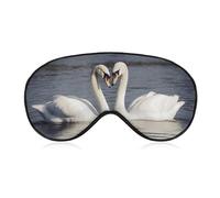 Romantic White Swan Sleep Mask for Women Men Side Sleeper Eye Cover with Adjustable Strap Soft Breathable Blackout Mask Slip-Free Deep Sleeping Travel Essentials