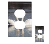 Romantic White Swan Wall Plate Cover Modern Decorative 1 Gang Light Switch Cover Unbreakable Receptacle Outlet Covers For Living Room Bedroom Home Decor Duplex