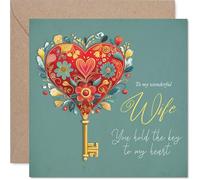 Romantic Wife Anniversary Card - Key to my Heart - Cute Happy Anniversary Card for Wife from Husband Partner, 145mm Joke Humour Anniversaries Greeting Cards