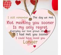 Romantic Wooden Heart Plaque for Girlfriend, Boyfriend, Wife & Husband - Perfect for Anniversary, Valentine's Day Gift - Handcrafted with Love Message (Small: 10 cm (H) × 9 cm (W))