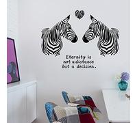 Romantic Zebra Silhouette Wall Stickers, Self-Adhesive PVC Wall Decals, Inspirational Quote Eternity is Not a Distance but a Decision for Bedroom, Living Room, Home Decor