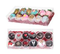 RomanticBaking 40Pcs 12x5x2Inches Clear Easter Cookies Boxes Bakery Box Chocolate Covered Strawberries Boxes Chocoalte Truffle Boxe Macaron Cakesickle Gift Packaging for Christmas Valentine's