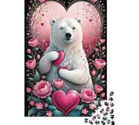 RomanticBear Jigsaw Puzzle 1000 Pieces Recycled Paper for Adults FloralLoveArtPuzzle Impossible Hard Challenging Home Activity Fun Present & Activity 38x26cm/1000pcs