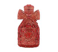 RomanticDesign Women Champagne Bottle Rhinestone Evening Clutch Bride Purse Chic Bowknot Crystal Handbag for Party Prom, B-red