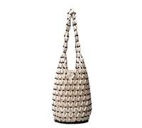 RomanticDesign Women Retro Wooden Handbag Woven Bead Tote Bag Hollow Out Beach Casual Bucket Purse, White a, One Size