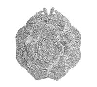 RomanticDesign Women Round Rose Flower Rhinestone Clutch Bag Elegant Crystal Bride Purse for Evening Party Prom Wedding, Silver