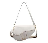 RomanticDesign Women Saddle Shoulder Bag Trendy Solid Color PU Leather Satchel Bag Underarm Handbag Crossbody Bag, S-white