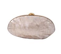 RomanticDesign Women Shell Shape Acrylic Clutch Shiny Marble Purse Wedding Prom Party Evening Handbag, Champagne, 21 * 12 * 7.5 cm / 8.27 * 4.72 * 2.95 inches