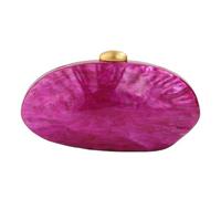 RomanticDesign Women Shell Shape Acrylic Clutch Shiny Marble Purse Wedding Prom Party Evening Handbag, Hot Pink