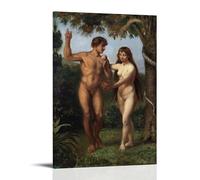 Romanticism Artwork Eve Tempts Adam (1825-1873) by Wilhelm Marstrand - Classic Wall Decor Poster with Biblical Figures Canvas Wall Art Picture Prints Hanging Photo Gift Idea Decor Homes Artworks Frame