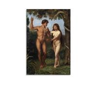Romanticism Artwork Eve Tempts Adam (1825-1873) by Wilhelm Marstrand - Classic Wall Decor Poster with Biblical Figures Art Print Wall Photo Paint Hanging Picture Family Bedroom Decor Gift Unframe 08x1