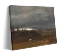 Romanticism Landscape Art 1819 Fields near Dresden with A White Horse by J.C. Dahl Wall Art Prints for Bedroom Decor Picture Print Canvas Wall Paint Arts Decor Modern Home Artworks Gift Idea Frame 16x