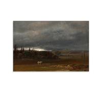 Romanticism Landscape Art 1819 Fields near Dresden with A White Horse by J.C. Dahl Wall Art Prints for Bedroom Decor Canvas Art And Wall Art Picture Print Modern Family Bedroom Decors Unframe 08x12inc