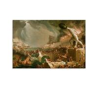 Romanticism Style The Course of Empire - Destruction by Thomas Cole 1836 Historical Chaos And Burning City Scene Poster Wall Art Print Photo Art Painting Canvas Home Decorative Bedroom Modern Decors