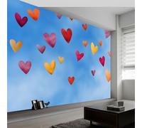 Romanticism Wall Mural 450 x 280 cm Wall Stickers Nursery, Removable Dreamlike Heart Watercolor Mural Art Decals Home Decoration DIY Living Bedroom Decor Wallpaper Kids Room Playroom