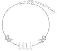 ROMANTICWORK 1111 Angel Number Bracelet 925 Sterling Silver Butterfly with Angel Number 1111 Bracelets Adjustable Numerology Jewellery Gifts for Women Wife Mother
