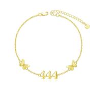 ROMANTICWORK 14K Gold Plated 444 Angel Number Bracelet for Women 925 Sterling Silver Butterfly with Angel Number 444 Bracelets Adjustable Numerology Jewellery Gifts for Women Wife Mother