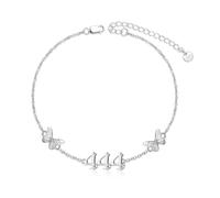 ROMANTICWORK 444 Angel Number Ankle Bracelet for Women 925 Sterling Silver Butterfly with Angel Number 444 Anklets Adjustable Anklet Numerology Jewellery Gifts for Women