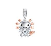 ROMANTICWORK 925 Sterling Silver Axolotl Charm April Birthstone Charm for Axolotl Bracelets Axolotl Bead Axolotl Jewelry for Women Axolotl Lovers