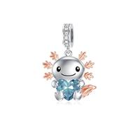 ROMANTICWORK 925 Sterling Silver Axolotl Charm March Birthstone Charm for Axolotl Bracelets Axolotl Bead Axolotl Jewelry for Women Axolotl Lovers