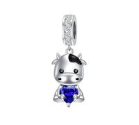ROMANTICWORK 925 Sterling Silver Cow Charm September Birthstone Cow Charm for Cow Bracelets Cow Bead Cow Jewellery for Women Cow Lovers