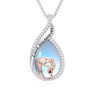 ROMANTICWORK 925 Sterling Silver Daughter Necklace from Dad Mom Teardrop Moonstone Necklace Father Daughter Pendant Jewellery Gifts I Love You Forever