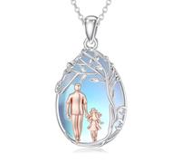 ROMANTICWORK 925 Sterling Silver Daughter Necklace from Dad Mom Teardrop Moonstone Tree of Life Pendant Necklace I love You Forever Jewellery Gifts