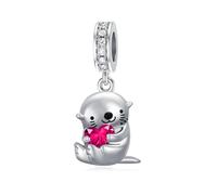 ROMANTICWORK 925 Sterling Silver Otter Charm July Birthstone Otter Charm for Otter Bracelets Otter Bead Otter Jewelry Gifts for Women Otter Lovers