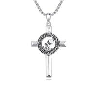 ROMANTICWORK Aquarius Cross Zodiac Necklace 12 Constellation Horoscope Astrology Pendant Necklace 925 Sterling Silver Zodiac Sign Jewellery Gifts for Men Women