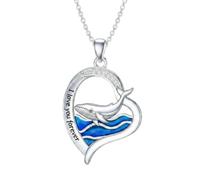 ROMANTICWORK Dolphin/Shark/Sea Turtle/Whale/Seahorse Pendant Necklace 925 Sterling Silver Ocean Marine Jewelry for Women Birthday Christmas