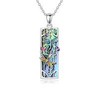 ROMANTICWORK Dragonfly Necklace 925 Sterling Silver Abalone Shell Bar Dragonfly Jewelry Gifts for Women Christmas Mother's Day