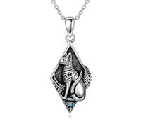 ROMANTICWORK Egyptian Cat Necklace Sterling Silver Bastet Cat Necklace with Eye of Horus Egyptian Mythology Jewelry Gifts for Women